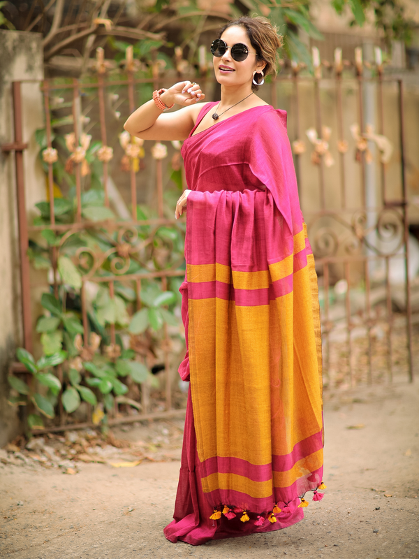 Double Colour Khadi cotton saree