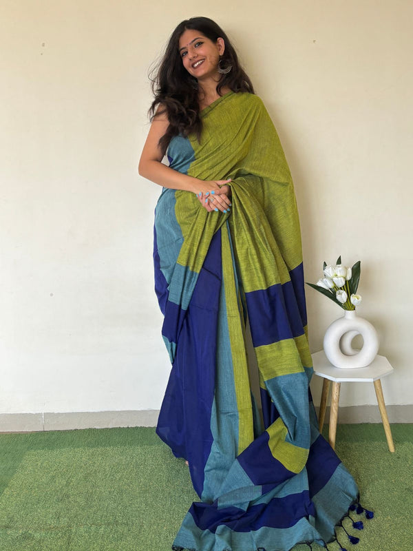 Aasman Ke Rang Pure Khadi Cotton saree