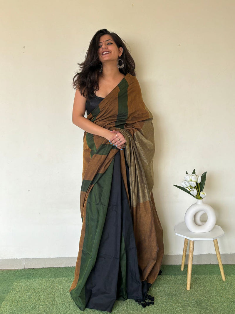 Pure Khadi Cotton Saree With Blouse