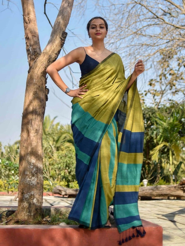 Aasman Ke Rang Pure Khadi Cotton Saree