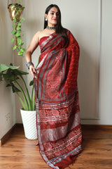 Mosam ke Rang Hand Block Printed Lilen Saree