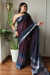 Millenniya Hand block printed Lilen Saree