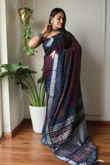 Millenniya Hand block printed Lilen Saree