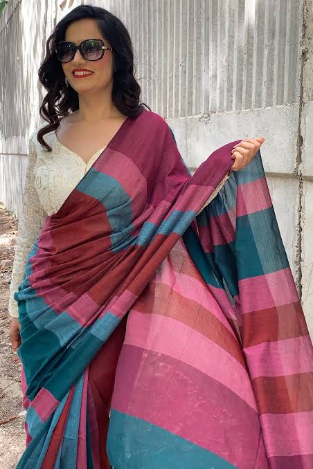 Sukoon ke Rang Pure Kahdi Cotton Saree with running Blouse